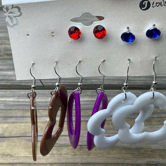 Fashion Earrings Set of 5 Earrings Multi Color Fashion Jewelry Lead Safe Earring - Picture 7 of 10